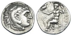 GRECIA ANTIGUA. MACEDONIA. Alejandro III. Dracma. Ceca incierta (325-310 a.C.). R/ Aplustre a la izq. de Zeus. PRC-862. SBG-6730 vte. AR 4,2 g. 18,8 mm. MBC/MBC-.