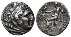 Grecia Antigua GRECIA ANTIGUA. MACEDONIA. A nombre de Alejandro III. Erythrae. Dracma (290-275 a.C.). R/ Delante del trono monograma dentro de corona. AR 3,80 g. 18,02 mm. RPC-1890. Rayitas en rev. MB