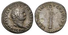 Imperio Romano IMPERIO ROMANO. TITO. Denario. Roma (79 d.C.). A/ Cabeza laureada a der.; IMP TITVS CAES VESPASIAN AVG P M. R/ Estatua sobre columna rostral; TR P VIIII IMP XV COS VII P P. AR 2,97 g. 1