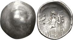 GRECIA ANTIGUA. CELTAS DEL DANUBIO. Tetradracma. A/ Trazas de cabeza de Herakles. R/ Zeus entronizado. AR 14,89 g. 28,3 mm. SBG-212. Rayas en rev. BC+.