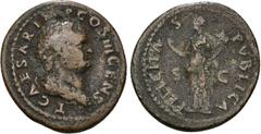IMPERIO ROMANO. TITO (bajo Vespasiano). Dupondio. Roma (74 d.C.). A/ Cabeza radiada a der.; T CAESAR IMP COS III CENS. R/ Felicitas a izq. con caduceo y cornucopia; FELICITAS PVBLICA, S-C. AE 11,72 g.
