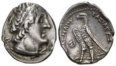 GRECIA ANTIGUA. EGIPTO. Ptolomeo III. Tetradracma. A/ Cabeza diademada a der. con égida. R/ Águila a izq., detrás palma, delante SI. AR 14,23 g. 27,6 mm. SBG-7810 vte. MBC-/MBC.
