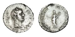 GALBA. Denario. A/ Busto laureado, vestido y acorazado de Galba a dcha. Ly.: SER GALBA IMPERATOR. R/ Concordia a izq. con rama y cornucopia. Ly.: CONCORDIA PROVINCIARVM. SII-36. Leve porosidad. 3,88 g