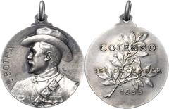 Ausländische Münzen und Medaillen Südafrika Südafrikanische Republik 1852-1902 Silbermedaille 1902 (G. Devreese) Auf Louis Botha, burischen General im Zweiten Burenkrieg, und die Schlacht von Colenso 