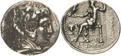 Makedonien Könige von Makedonien Alexander III. der Große 336-323 v. Chr Tetradrachme 323-317, Babylon Posthume Prägung unter Philip III. Arrhidaios. Kopf im Löwenfell nach rechts / Zeus mit Adler und