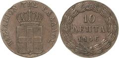 Griechenland Otto I. 1832-1862 10 Lepta 1846, Athen Divo 19 c Sehr schön-vorzüglich