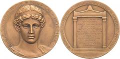 Medicina in nummis Bronzemedaille 1906 (Goessler) 78. Versammlung deutscher Naturforscher und Ärzte in Stuttgart. Kopf der Athena Lemnia des Phidias von vorn / Grabstele des Hegeso vom Dipylonfriedhof