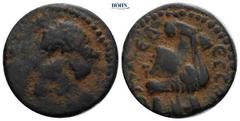 Römische Münzen Kaiserzeit Macrinus 217-218 Bronze, Edessa/Mesopotamia Kopf des Macrinus / Tychekopf mit Mauerzinnenkrone nach rechts BMC 47 3.91 g. Fast sehr schön/sehr schön Die Zuweisung des Porträ
