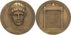 Thematische Medaillen und Plaketten Medicina in nummis Stuttgart Bronzemedaille 1906 (Goessler) 78. Versammlung deutscher Naturforscher und Ärzte. Kopf der Athena Lemnia des Phidias von vorn / Grabste