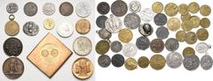 Medaillen - Lots Allgemein Lot-40 Stück Lot von Medaillen und 5 Galvanos von Brozatus. Darunter u.a.: DDR- Kupferprägung König 1985 Eberswalde (Münzrund und als Klippe). Galvanos von Brozatus-Athen Te