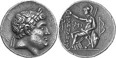THE GREEK WORLD ASIA MINOR - Mysia Eumenes II, King of Pergamon, 197-158 Estimate: CHF 950.00 Tetradrachm (Silver, 16.91g 1), c.190-175/166. Laureate head of Philetaerus to right. Rev. Athena seated t