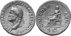 THE ROMAN EMPIRE Galba, 2 April 68 - 5 January 69 Estimate: CHF 5'500.00 Sestertius (Orichalcum, 28.30g 6), c. October 68. SER GALBA IMP CAESAR AVG PON MA TR P Laureate head of Galba to left. Rev. CON