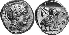 THE GREEK MAINLAND ATTIKA Athens Estimate: CHF 125'000.00 Stater (Gold, 8.59 g 9), 407/406. Head of Athena to right, wearing crested Attic helmet with three olive leaves over the visor and spiral palm