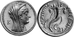 EGYPT Period of Ptolemy VI and Ptolemy VIII, Kings of Egypt, 180-116 Estimate: CHF 10'000.00 Tetradrachm (Gold, 13.87 g 11), Alexandria, struck in the name of the deified Arsinoe II. Diademed and veil