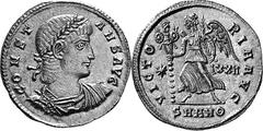 THE EARLY ROMAN EMPIRE Constans, 337-350 Estimate: CHF 1'500.00 Solidus (Gold, 4.41 g 5), Antioch, late 337. CONSTANS AVG Laureate, draped and cuirassed bust of Constans to right. Rev. VICTORIA AVG / 