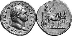 The Early Roman Empire Titus Caesar Estimate: CHF 15'000.00 Aureus (Gold, 7.33 g 6), c. 72. T CAES IMP VESP PON TR POT Laureate head of Titus to right. Rev. Titus standing in walking triumphal quadrig