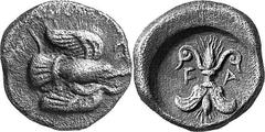 THE COINAGE OF OLYMPIA The First Coinage of Olympia: the 78th Estimate: CHF 850.00 Hemidrachm (Silver, 2.87 g 2), c. 468. Eagle flying right with wings above and below his body, grasping snake with hi