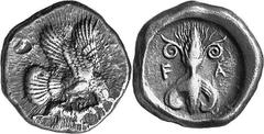THE COINAGE OF OLYMPIA c. 452-432, Olympiads 82-87 Estimate: CHF 2'250.00 Stater (Silver, 12.19 g 5), c. 440s. Eagle flying right with both wings above his body, grasping hare by the back with his tal