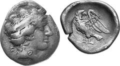 THE COINAGE OF OLYMPIA 421-365, from the Peace of Nikias, and the 90 Estimate: CHF 225.00 Hemidrachm (Silver, 2.80 g 1), 368, Hera mint, the 103rd Olympiad. F Head of Hera to right, wearing a stephane