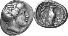 THE COINAGE OF OLYMPIA 360-c. 323, From the 105th Olympiad in Estimate: CHF 2'800.00 Stater (Silver, 11.93 g 2), 360, Hera mint, the 105th Olympiad, signed by D…. F Head of the eponymous nymph Olympia