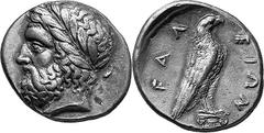 THE COINAGE OF OLYMPIA 360-c. 323, From the 105th Olympiad in Estimate: CHF 9'500.00 Stater (Silver, 11.64 g 4), 356, the 106th Olympiad. Laureate head of Zeus to left. Rev. F Eagle, with closed wings