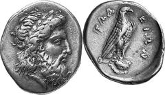 THE COINAGE OF OLYMPIA 360-c. 323, From the 105th Olympiad in Estimate: CHF 4'500.00 Stater (Silver, 11.96 g 1), 352, the 107th Olympiad. Laureate head of Zeus to right. Rev. F Eagle, with closed wing
