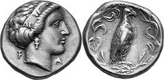 THE COINAGE OF OLYMPIA 360-c. 323, From the 105th Olympiad in Estimate: CHF 4'200.00 Stater (Silver, 12.07 g 7), 352, Hera mint, the 106th Olympiad. F Head of Hera to right, wearing narrow stephane or