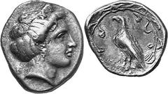 THE COINAGE OF OLYMPIA 360-c. 323, From the 105th Olympiad in Estimate: CHF 1'400.00 Stater (Silver, 11.27 g 7), 348, Hera mint, the 108th Olympiad. F Head of Hera to right, wearing narrow stephane or