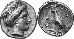 THE COINAGE OF OLYMPIA 360-c. 323, From the 105th Olympiad in Estimate: CHF 3'500.00 Stater (Silver, 11.98 g 1), 348, Hera mint, the 108th Olympiad. F Head of Hera to right, wearing pendant earring, p