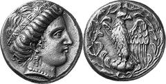 THE COINAGE OF OLYMPIA 360-c. 323, From the 105th Olympiad in Estimate: CHF 6'000.00 Stater (Silver, 12.28 g 12), 332, Hera mint, the 112th Olympiad. Head of Hera to right, wearing triple-pendant earr