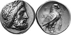 THE COINAGE OF OLYMPIA Last quarter of the 4th century - mid 3 Estimate: CHF 8'500.00 Stater (Silver, 12.15 g 12), c. 260s. Laureate head of Zeus to right. Rev. F / Eagle, with closed wings, standing 