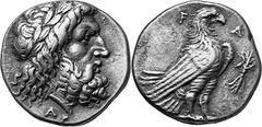 THE COINAGE OF OLYMPIA Last quarter of the 4th century - mid 3 Estimate: CHF 8'500.00 Stater (Silver, 11.93 g 6), c. 260s-250s. Laureate head of Zeus to right, below neck, . Rev. F Eagle, with closed 