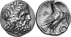 THE COINAGE OF OLYMPIA Last quarter of the 4th century - mid 3 Estimate: CHF 2'800.00 Stater (Silver, 12.28 g 1), c. 260s-250s. Similar to the last. Rev. F / Eagle, with closed wings, standing right; 