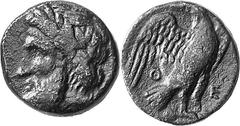 THE COINAGE OF OLYMPIA The Bronze Coinage of Olympia Estimate: CHF 175.00 Unit (AE 18 mm, 7.62 g 9), c. 340-330. Head of Zeus as last, perhaps from the same die. Rev. F / Eagle standing right with spr
