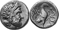 THE COINAGE OF OLYMPIA The Bronze Coinage of Olympia Estimate: CHF 175.00 Unit (AE 19.5 mm, 7.83 g 7), early-mid 3rd century. Laureate head of Zeus to right. Rev. F Eagle standing right with spread wi