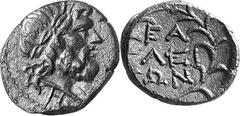 THE COINAGE OF OLYMPIA The Bronze Coinage of Olympia Estimate: CHF 200.00 Unit (AE 19 mm, 5.32 g 6). Laureate head of Zeus to right; below neck, . Rev. F// within wreath. BMC 152. Franke 26 var. SNG C