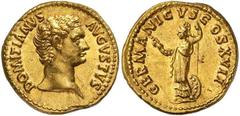 Roman Gold Coins Domitian, 81-96 Estimate: CHF 14'000.00 Aureus (Gold, 7.69 g 6), Rome, 95-96.Obverse: DOMITIANVS AVGVSTVS Bare head of Domitian to right.Reverse: GERMANICVS COS XVII Minerva standing 
