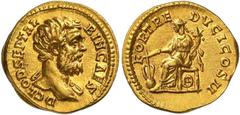 Roman Gold Coins Clodius Albinus Caesar, 193-195 Estimate: CHF 130'000.00 Aureus (Gold, 7.40 g 12), Rome, 194.Obverse: D CLOD SEPT ALBIN CAES Bare-headed bust of Clodius Albinus to right, slight drape
