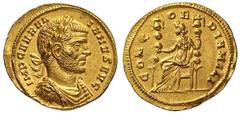 Roman Gold Coins Aurelian, 270-275 Estimate: CHF 7'500.00 Aureus (Gold, 4.29 g 12), Milan, late 270.Obverse: IMP C AVRELIANVS AVG Laureate, draped and cuirassed bust of Aurelian to right.Reverse: CONC