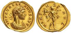 Roman Gold Coins Aurelian, 270-275 Estimate: CHF 8'500.00 Aureus (Gold, 4.00 g 11), Siscia, 272-273.Obverse: IMP AVRELIANVS AVG Laureate and cuirassed bust of Aurelian to right.Reverse: VIRTVS AVG Mar