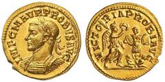 Roman Gold Coins Probus, 276-282 Estimate: CHF 35'000.00 Heavy Aureus (Gold, 6.27 g 12), Lyon, summer 281.Obverse: IMP C M AVR PROBVS AVG Laureate and cuirassed bust of Probus to left. Reverse: VICTOR
