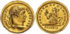 Roman Gold Coins Constantine I, ‘the Great’, 307-337 Estimate: CHF 20'000.00 Solidus (Gold, 4.55 g 6), Trier, 312-313.Obverse: CONSTANTINVS P F AVG Laureate head of Constantine I to right.Reverse: GAV