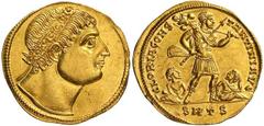 Roman Gold Coins Constantine I, ‘the Great’, 307-337 Estimate: CHF 30'000.00 Multiple of 1 ½ Solidi (Gold, 6.77 g 6), Thessalonica, early 327.Obverse: Diademed head of Constantine I to right, gazing u