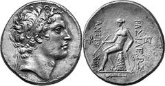 Kingdom of Syria Antiochos IV Epiphanes, King of Syria, 175-164 Estimate: CHF 2'250.00 Tetradrachm (Silver, 16.98 g 12), Tarsos. Diademed head of Antiochos IV to right. Rev. Apollo seated left on omph