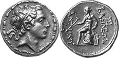 Kingdom of Syria Antiochos IV Epiphanes, King of Syria, 175-165 Estimate: CHF 4'000.00 Tetradrachm (Silver, 17.08 g 12), Susa. Diademed head of Antiochos IV to right; fillet border. Rev. Apollo seated