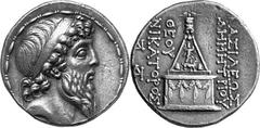 Kingdom of Syria Demetrios II Nikator, Second Reign as King of Syria, 129-126 Estimate: CHF 6'000.00 Tetradrachm (Silver, 16.72 g 12), Tarsos, c. 128. Diademed and bearded head of Demetrios II to righ