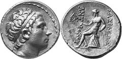 Greek Coins Antiochos III, King of Syria, 223-187 Estimate: CHF 600.00 Tetradrachm (Silver, 17.05 g 12), Uncertain mint near Antioch, before 211. Diademed head of Antiochos III to right. Rev. Apollo s