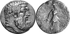 Patrae (Patrai, Patras) The late 1st century coinage of Patrae Estimate: CHF 150.00 Hemiobol or Hexachalkon (AE, 5.22 g, 20.5 mm, 9), mid 20s. Head of Herakles to right, without taenia. Rev. Athena mo