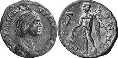 Gytheion Plautilla, wife of Caracalla Estimate: CHF 300.00 Assarion (AE, 5.12 g, 23 mm, 9), c. 202-205. (sic!) Draped bust of Plautilla to right. Rev. Hermes standing left, holding purse and slightly 