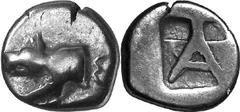 Argos The coinage of Argos from the end 6th / early 5th Estimate: CHF 400.00 Lot of four triobols as above, all c. 440s/430s-420s. 1032.1 (Silver, 2.88 g 12). As above, lot 1029 but no pellet on rever